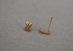 10K Solid Gold X Knot Stud Earrings Shoelace String Real Gold - TGE081