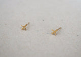 10K Solid Gold Tiny Airplane Stud Earrings, Plane Real Gold - TGE092