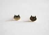 14K Solid Gold Stud Earrings, Cat Studs - TGE40009