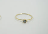 14K Solid Gold Ring, White Cubic Zirconia Ring, Engagement Ring - TGR012