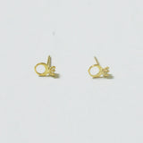 10K Solid Gold Tiny Cubic Ring CZ Stud Earrings Real Gold - TGE053