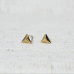 10K Solid Gold Tiny Triangular Pyramid Stud Earrings Real Gold Geometric - TGE023