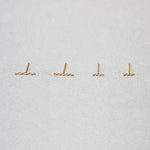 10K Tiny Solid Gold Rope Stud Earrings, Staple Twist 10mm, 5.5mm Round Straight Line Bar - TGE004