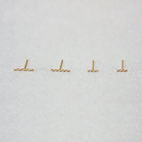 10K Tiny Solid Gold Rope Stud Earrings, Staple Twist 10mm, 5.5mm Round Straight Line Bar - TGE004