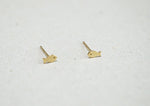 14K Solid Gold Tiny Fish Stud Earrings, Tiny Stud Yellow Gold Earrings, Real Gold - TGE40008