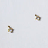 10K Solid Gold Tiny Cross with Cubic White CZ Stud Earrings Real Gold - TGE051