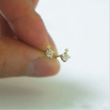 10K Solid Gold Tiny Cross with Cubic White CZ Stud Earrings Real Gold - TGE051