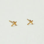 10K Gold Tiny Cross Stud Earrings, Solid Gold, 10k Real Gold - TGE055