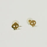 10K Solid Gold Tiny Skull Stud Earrings 14K Available Real Gold - TGE082