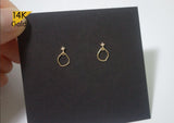 14K Solid Gold Tiny Cubic Zirconia Thin Line Elegant Studs Earrings - TGE40005