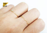 14K Gold Thin Wave Stacking Ring, Thin Ring, Solid Gold Ring, Ripple Ring - TGR201