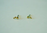 10K Gold Tiny 3 Star Stud Earrings, Solid Gold, 10K Real Gold - TGE050