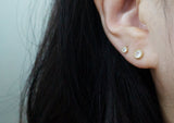 10K Solid Gold Tiny Circle, Cubic Zirconia Stud Earrings, 3.5mm, 5mm Real Gold TGE105