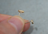 10K Solid Gold Tiny Circle, Cubic Zirconia Stud Earrings, 3.5mm, 5mm Real Gold TGE105