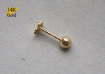 14K Solid Gold Tiny Lucky Clover End Barbell Piercing 20G, 6mm Post Real Gold - TGP4501