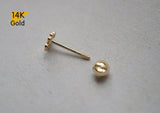 14K Solid Gold Tiny Lucky Clover End Barbell Piercing 21G, 6mm Post Real Gold - TGP4501