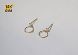 14K Solid Gold Tiny Cubic Zirconia Thin Line Elegant Studs Earrings - TGE40005