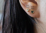 10K Solid Gold Tiny Heart Cubic Zirconia Stud Earrings, 4mm, 5mm Real Gold - TGE106