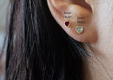 10K Solid Gold Tiny Heart Cubic Zirconia Stud Earrings, 4mm, 5mm Real Gold - TGE106