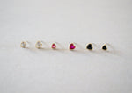 14K Solid Gold Tiny Heart Cubic Zirconia Stud Earrings, 4mm, 5mm Real Gold - TGE106-4
