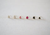 10K Solid Gold Tiny Heart Cubic Zirconia Stud Earrings, 4mm, 5mm Real Gold - TGE106