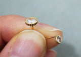 10K Solid Gold Tiny Circle, Cubic Zirconia Stud Earrings, 3.5mm, 5mm Real Gold TGE105
