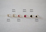 10K Solid Gold Tiny Heart Cubic Zirconia Stud Earrings, 4mm, 5mm Real Gold - TGE106