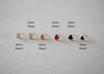 14K Solid Gold Tiny Heart Cubic Zirconia Stud Earrings, 4mm, 5mm Real Gold - TGE106-4