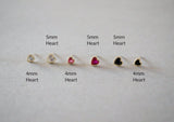 14K Solid Gold Tiny Heart Cubic Zirconia Stud Earrings, 4mm, 5mm Real Gold - TGE106-4