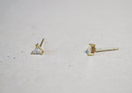 10K Solid Gold White CZ Cubic Zirconia Triangle Stud Earrings Real Gold - TGE068