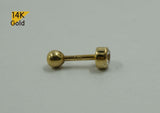 14K Solid Gold Tiny CZ 3.5 mm Barbell Piercing, 20G, 5.5mm Post, Tragus Piercing, Helix Cartilage Piercing - TGP4009