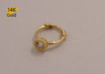 14K Solid Gold Tiny CZ Circle Hoop Helix Tragus Cartilage Ear Piercing Earring - TGP4007