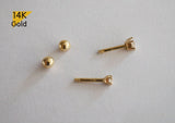 14K Solid Gold Tiny CZ 2,3mm Stud End Barbell Piercing, 20G, 6mm Post, 5 Prong Basket Set - TGP4008