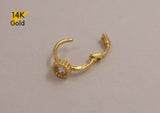 14K Solid Gold Tiny CZ Circle Hoop Helix Tragus Cartilage Ear Piercing Earring - TGP4007