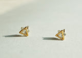 10K Solid Gold Tiny White CZ Star Stud Earrings Real Gold - TGE117