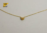 14K Solid Gold Necklace Tiny Heart Pendant Yellow Gold Chain - TGN101