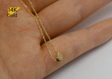 14K Solid Gold Necklace Tiny Heart Pendant Yellow Gold Chain - TGN101