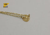 14K Solid Gold Necklace Tiny Heart Pendant Yellow Gold Chain - TGN101