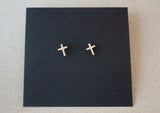 925 Sterling Silver, Mini CZ Studs, Cross Stud Earrings