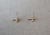 925 Sterling Silver, Mini CZ Studs, Cross Stud Earrings