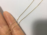 14K Solid Gold Necklace, Thin Chain, Tiny Thin Pendant, 14K Yellow Gold Chain Necklace, Solid Gold Pendant Chain - TGN001