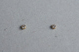 14K Solid Gold Stud Earrings Tiny Yellow Gold White CZ Earrings, Real Gold - TGE42010