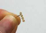 10K Solid Gold Tiny Geometric Circle in Line Stud Eearring Real Gold Minimalist - TGE019