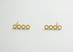 10K Solid Gold Tiny Geometric Circle in Line Stud Eearring Real Gold Minimalist - TGE019