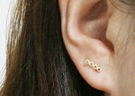 10K Solid Gold Tiny Geometric Circle in Line Stud Eearring Real Gold Minimalist - TGE019