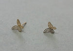 10K Solid Gold Tiny Butterfly Stud Earrings Real Gold - TGE086