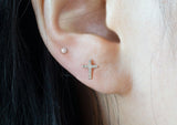 925 Sterling Silver, Mini CZ Studs, Cross Stud Earrings