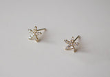 10K Solid Gold Tiny CZ Stud Earrings - TGE133