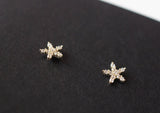 10K Solid Gold Tiny CZ Stud Earrings - TGE133