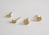 14K Solid Gold Tiny Fish Stud Earrings, Tiny Stud Yellow Gold Earrings, Real Gold - TGE40008